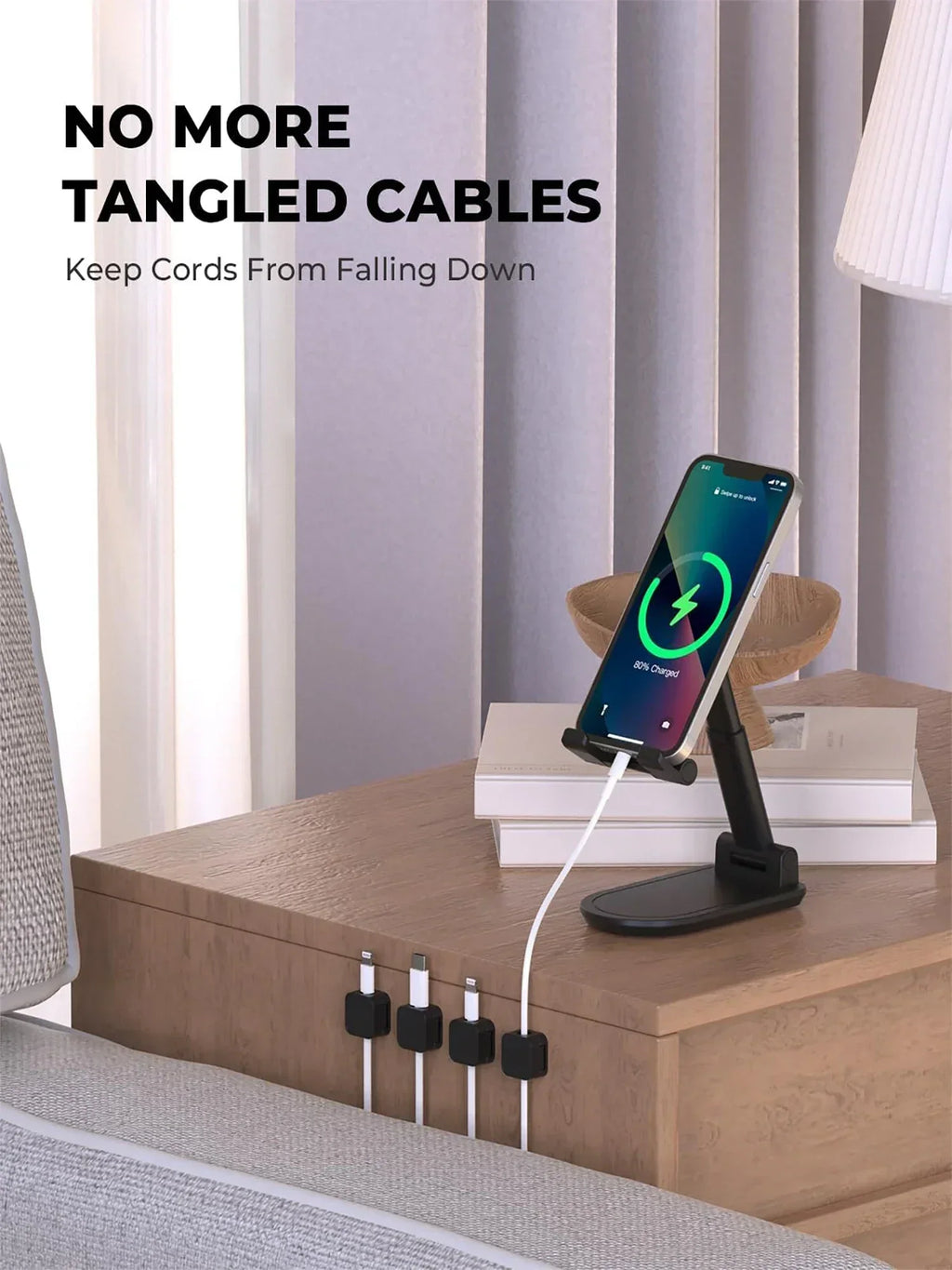 Magnetic Cable Clips Adhesive Cord Organizer | Desk, Car & Home