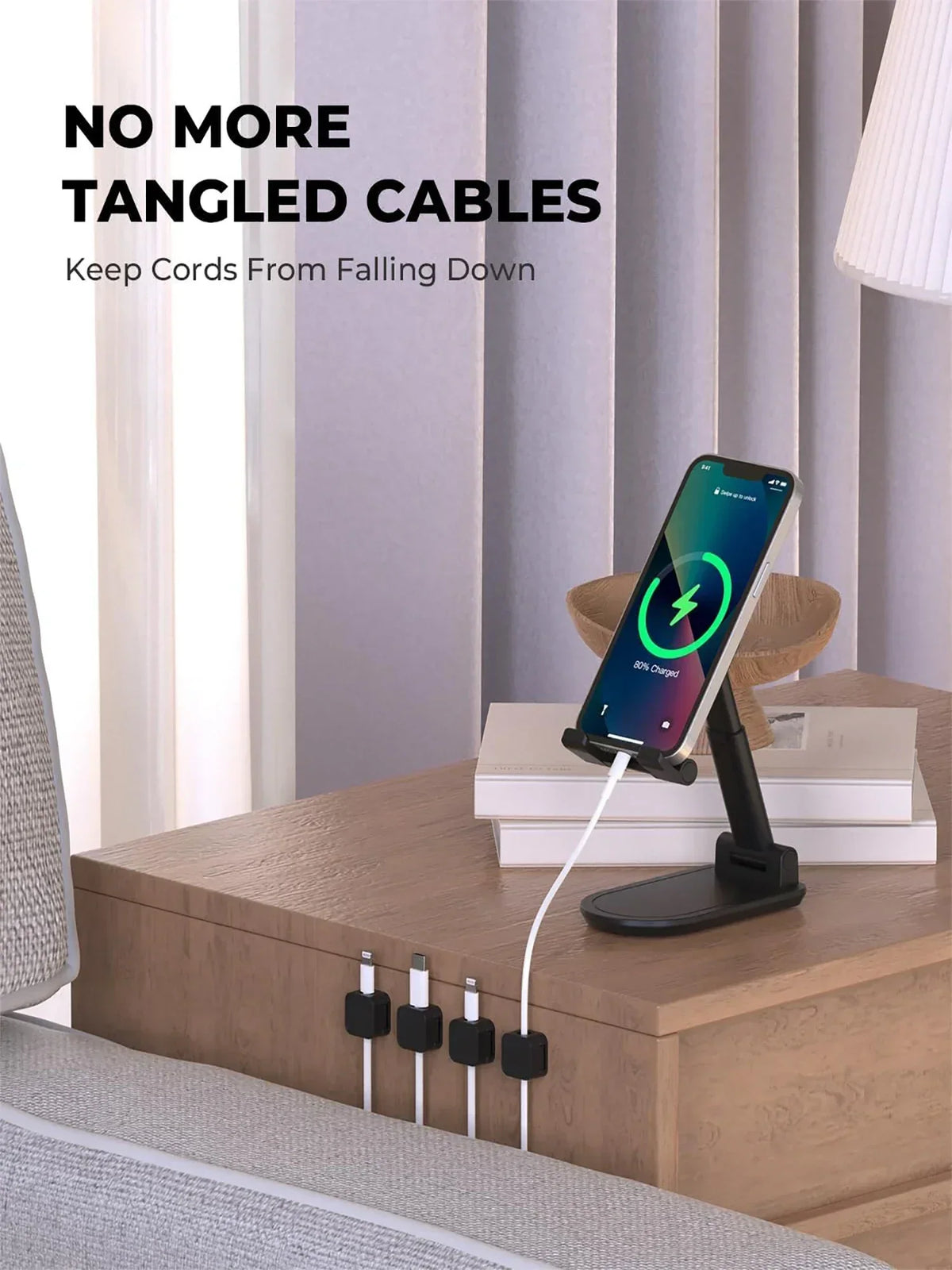 Magnetic Cable Clips Adhesive Cord Organizer | Desk, Car & Home