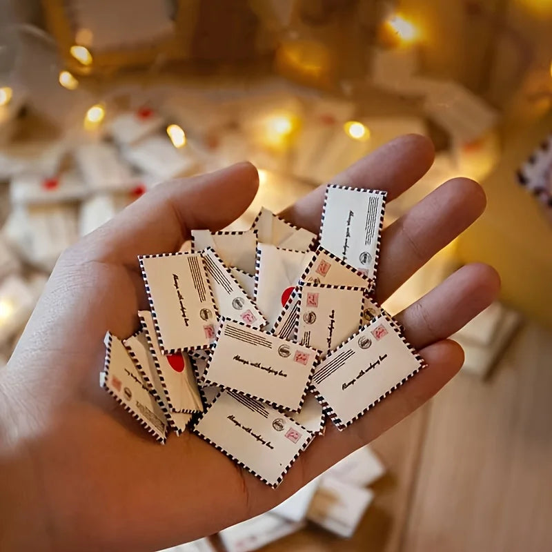 90-Pc Mini Envelope Set | Red Seal, Heart Labels & Stamps