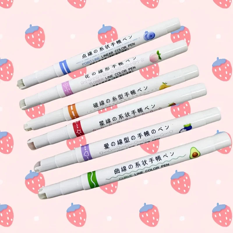 6-Pack Fine Line Graphic Outline Pens for Notes & Art