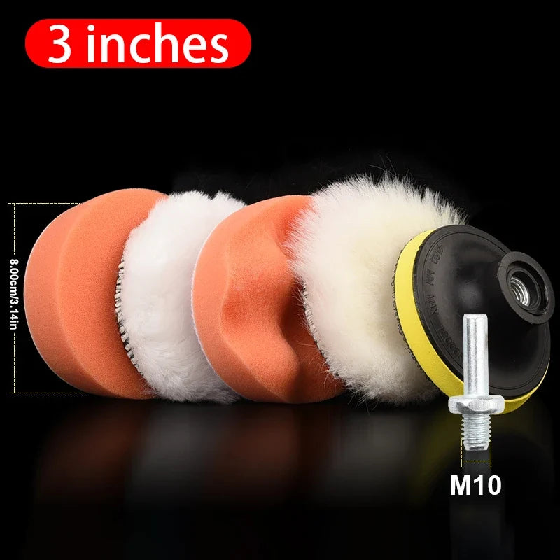 6-Piece Car Polishing Foam Pad Kit | 3/4/5 Inch Buffer Pads