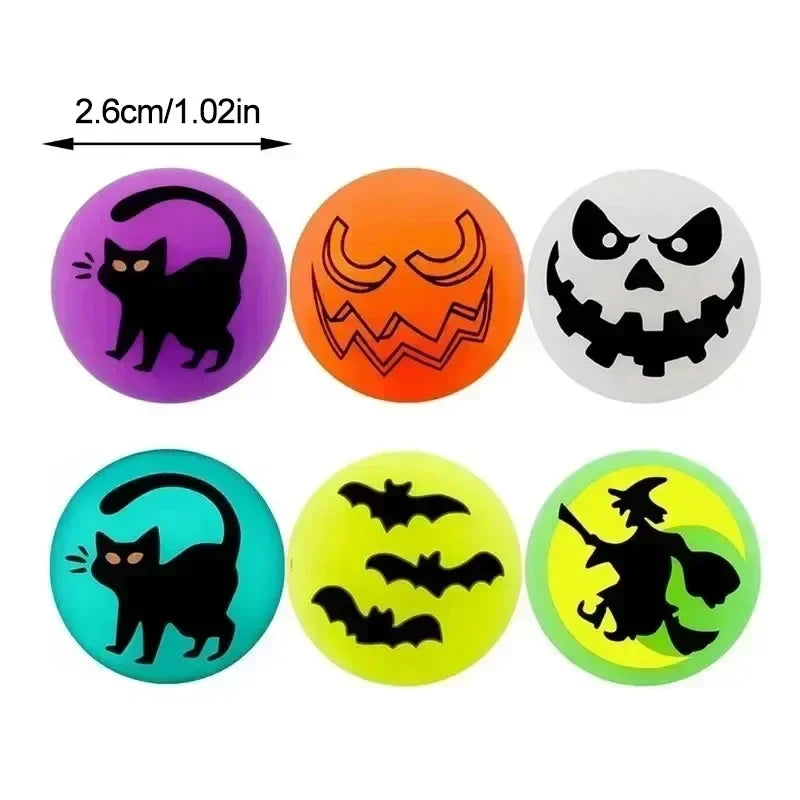 Halloween Luminous Bouncy Ball Pumpkin Witch Rubber Toys Kids
