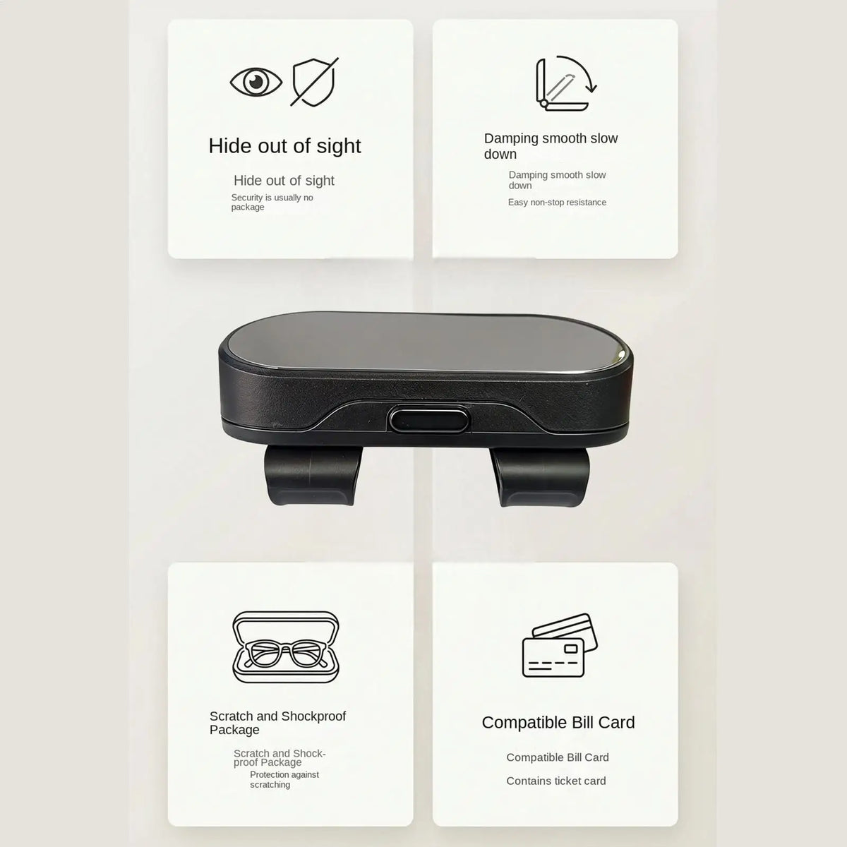 Car Visor Sunglasses Holder & Eyeglass Storage Case