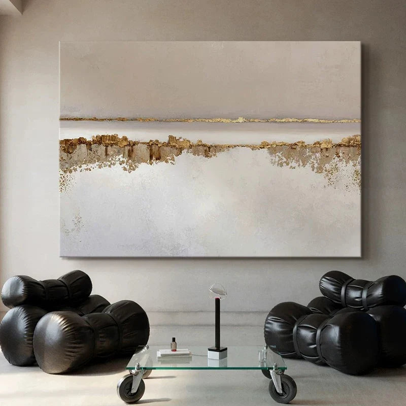 Custom Hand-Painted Abstract Oil Painting | Gold Foil Canvas Art