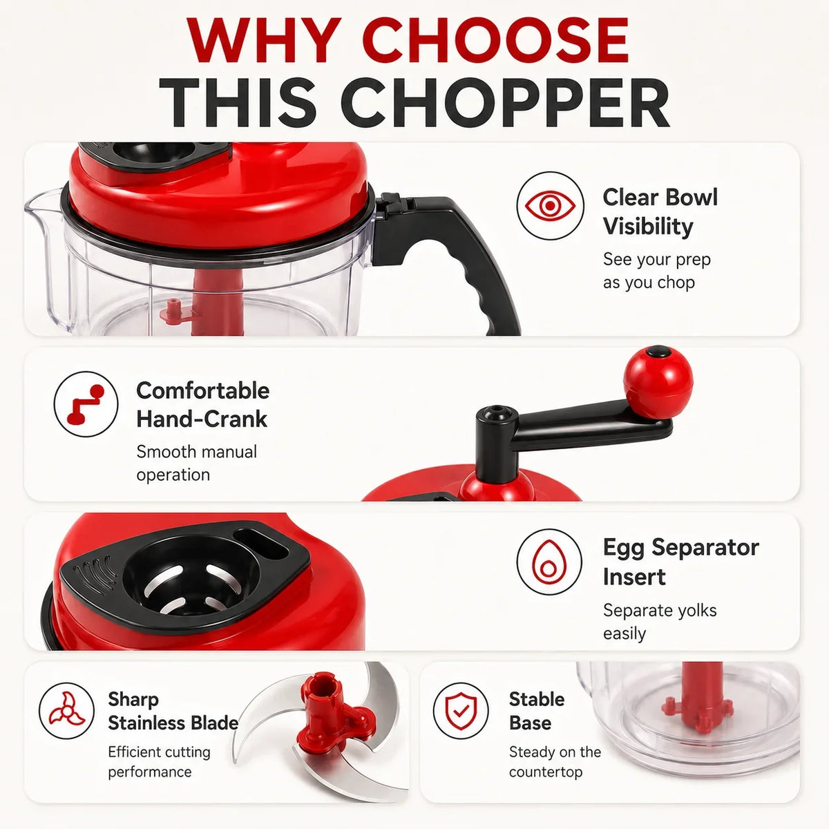 Manual Hand Crank Food Chopper – Garlic & Vegetable Dicer