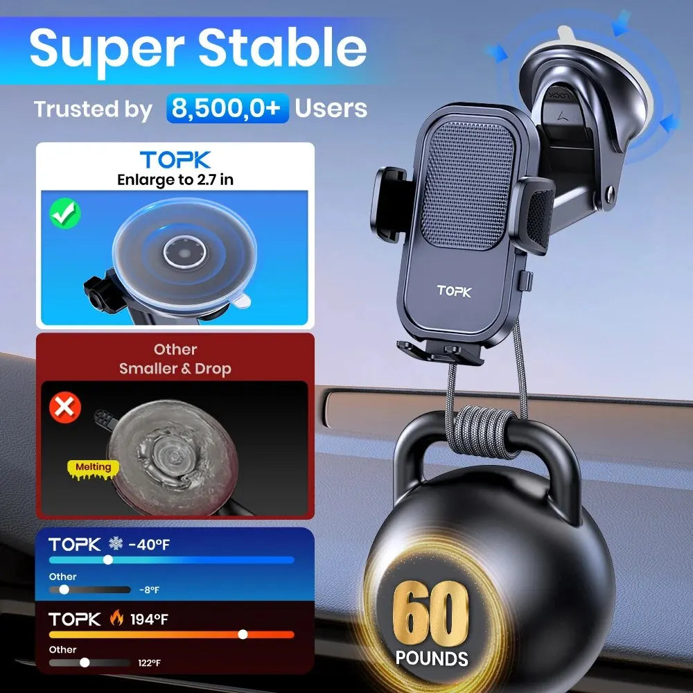 TOPK Car Phone Holder | 360° Dashboard & Vent Mount