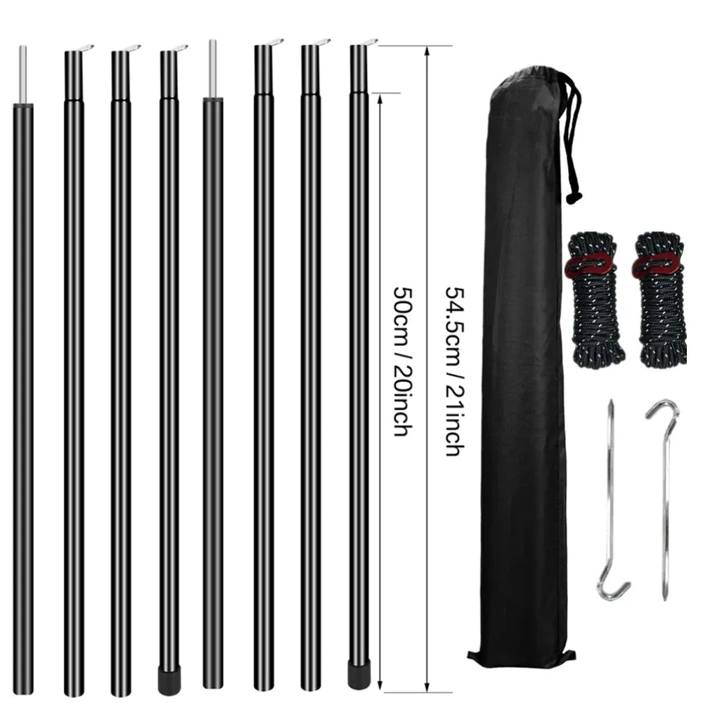 Adjustable Telescopic Tent Poles Set of 2 | Camping Tarp Awning