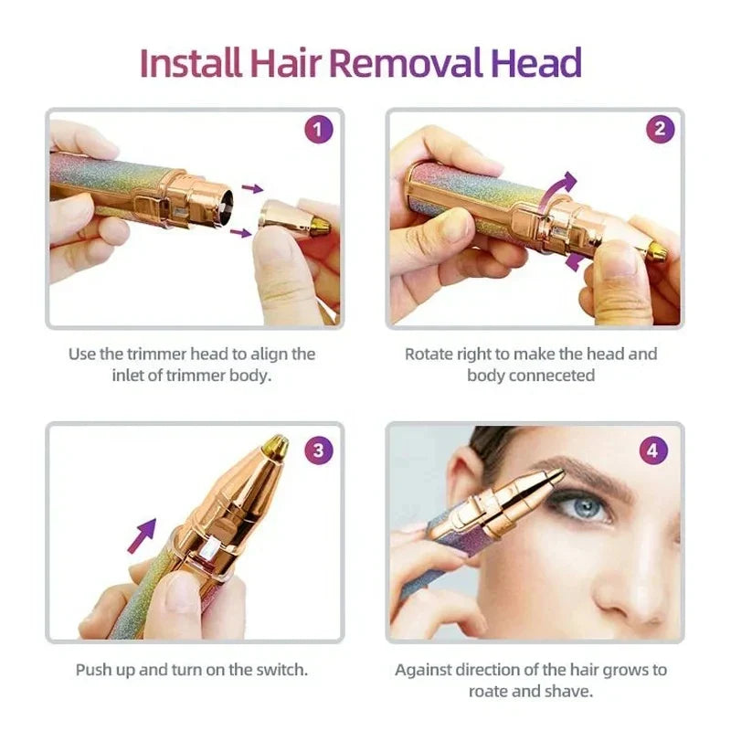 2-in-1 Electric Facial Hair Remover & Eyebrow Trimmer with LED