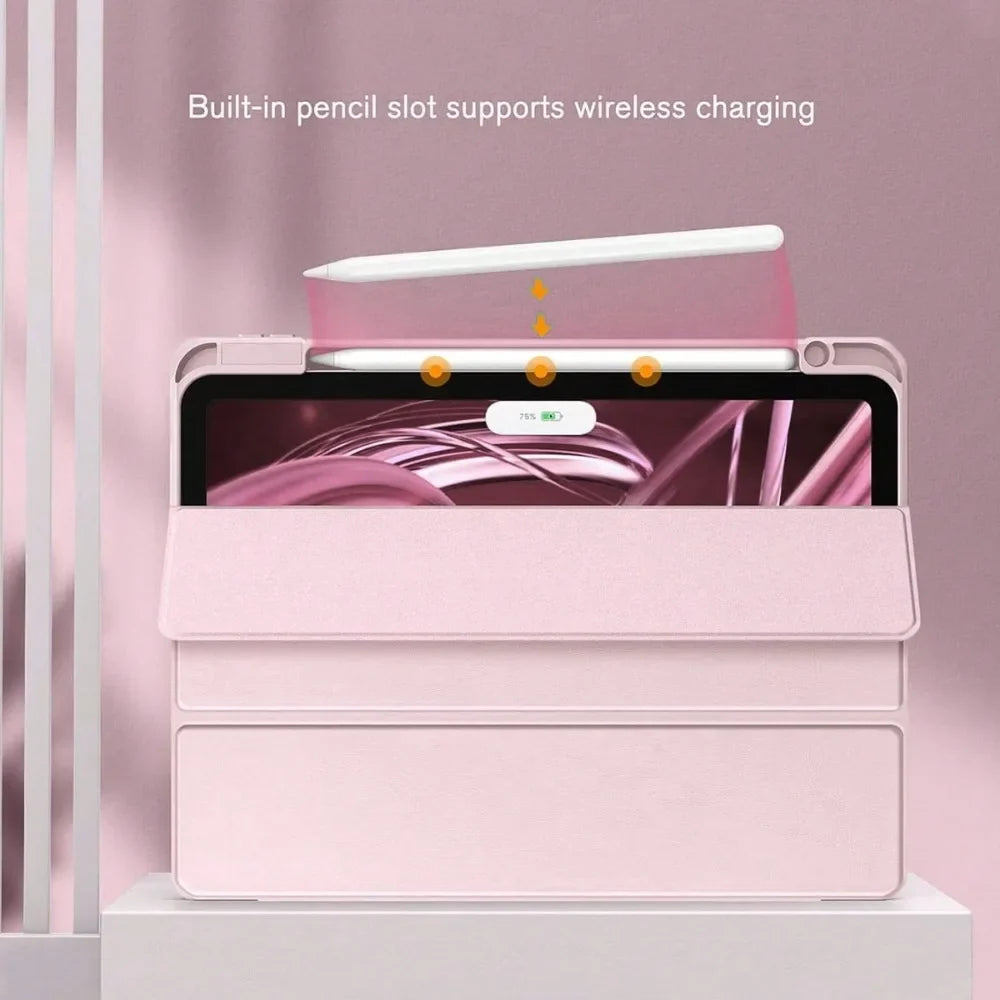 iPad Trifold Clear Back Case with Pen Holder | Multi-Gen Fit