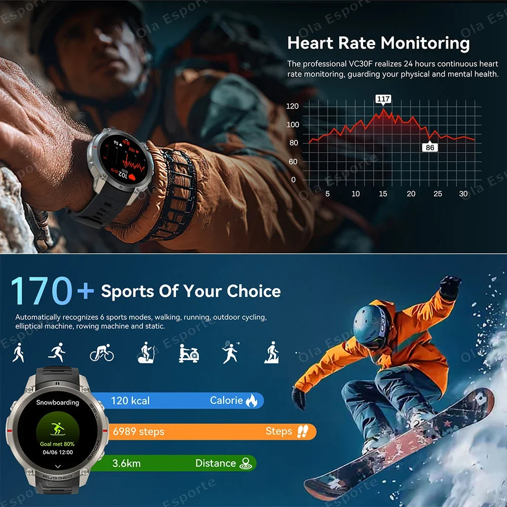 Ola Esporte GPS Smartwatch AMOLED 5ATM 170+ Sports Modes