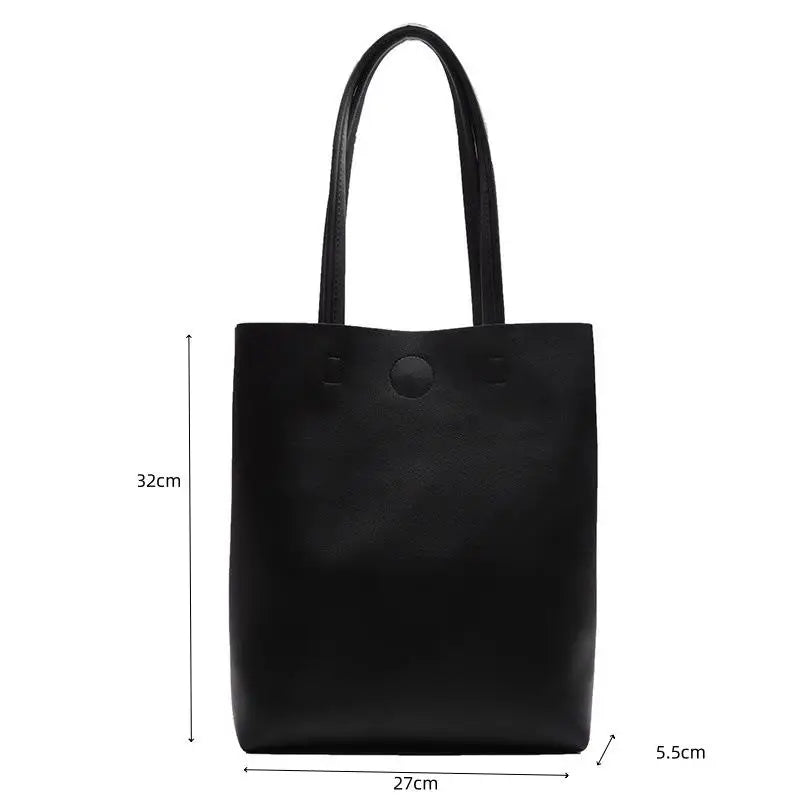 Korean PU Leather Tote Shoulder Bag – Large Capacity for Women
