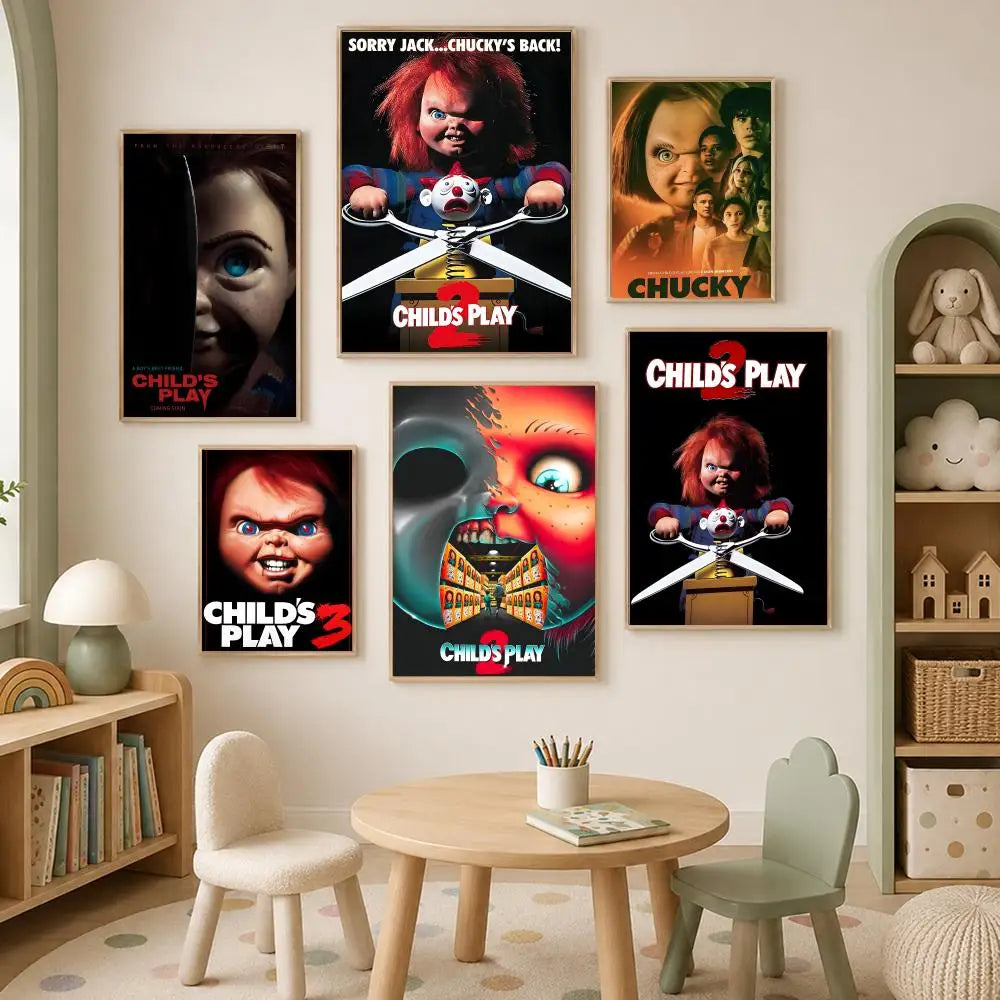 Chucky Horror Movie Self-Stick PVC Wall Poster – HD Waterproof