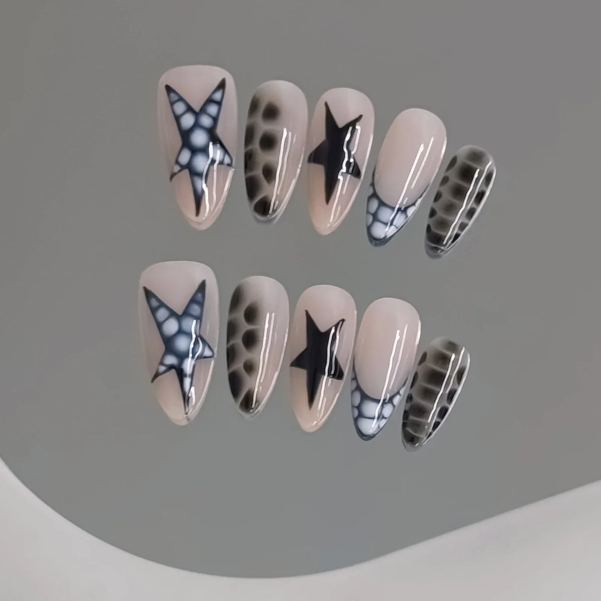 Y2K Starry Night Sky Almond Press-On Nails – 10pcs Set