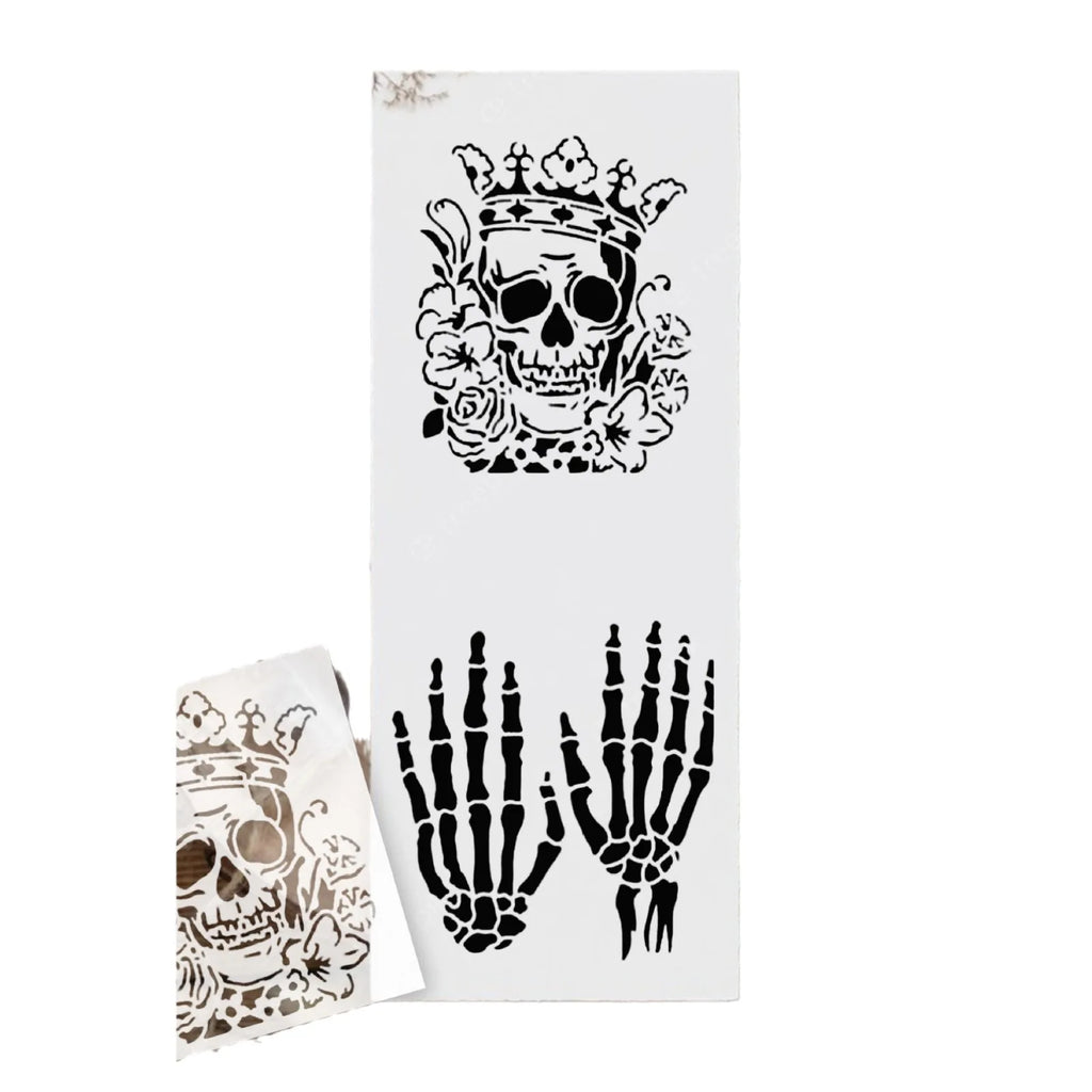 Bview Art 13-Piece Skull Painting Stencil PET Hollow Tracing Template