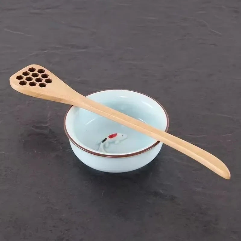 Wooden Honey Dipper Spoon – Eco-Friendly Heart Pattern