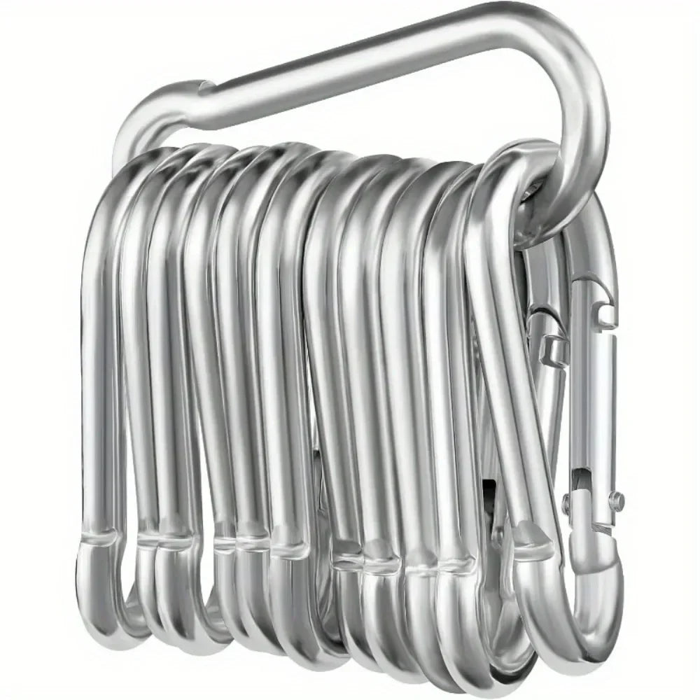 12-Pack Stainless Steel Carabiner Set | 6x60mm, 180kg Capacity