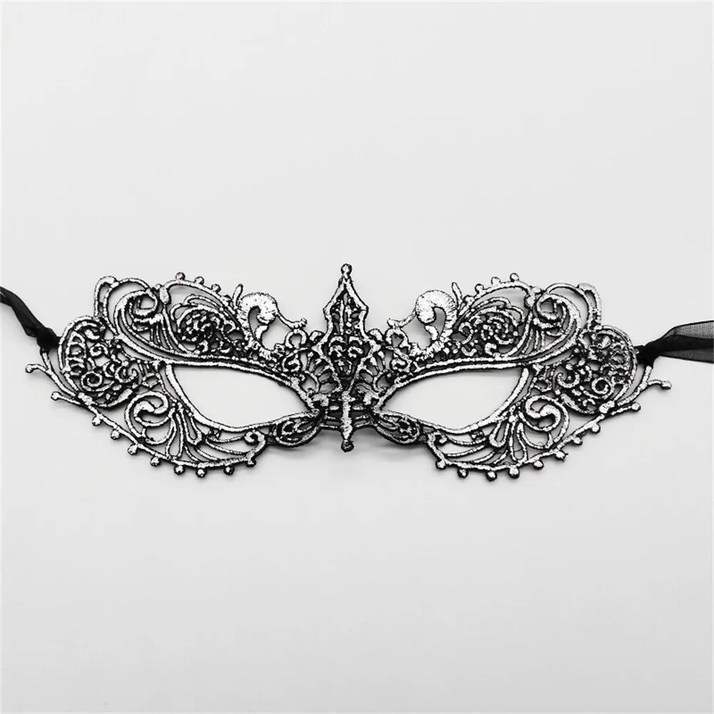 Women Sexy Hollow Lace Masquerad Face Mask Ribbon Princess Party