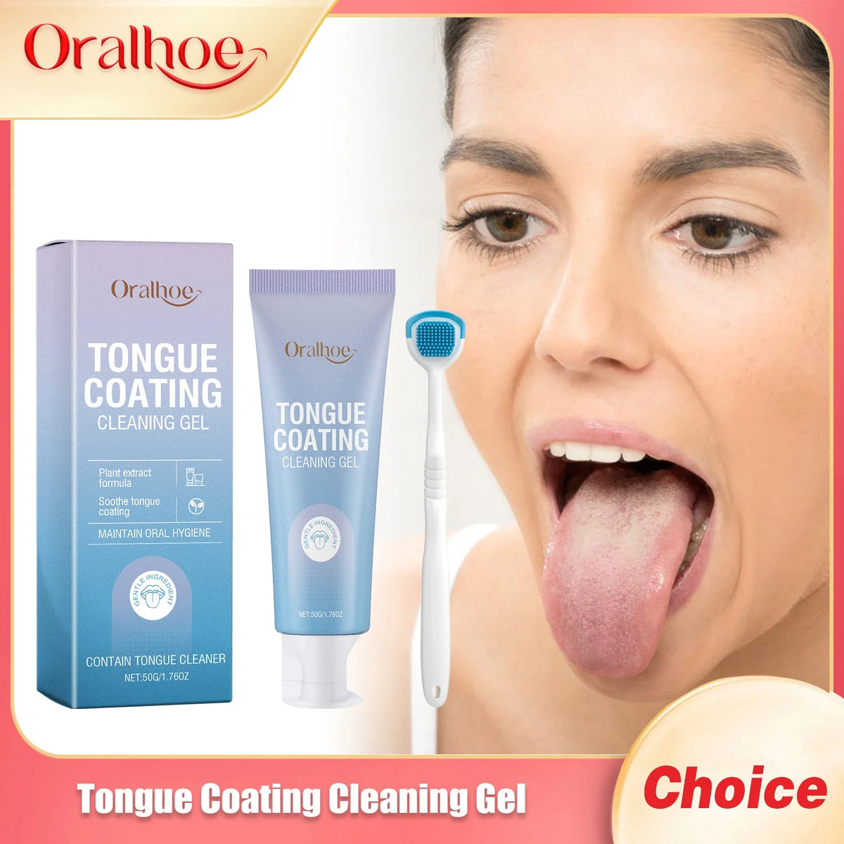 Tongue Coating Cleansing Gel with Brush | Fresh Breath Oral Care