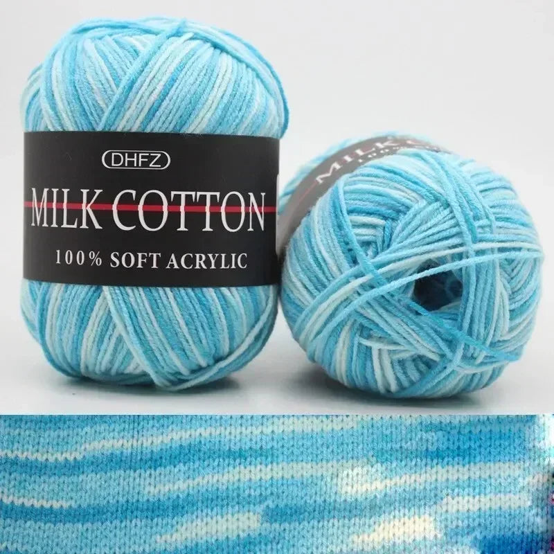 3 Strand Gradient Dyed Milk Cotton Yarn Soft Knitting Material Balls