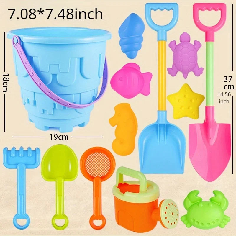 Kids Beach Toy Set | 9/13-Piece Sand Shovel, Bucket & Tools