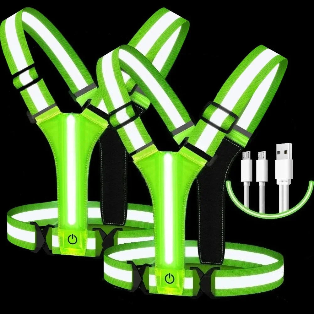 Adjustable Reflective Gear Security Vests USB Rechargeable Safety