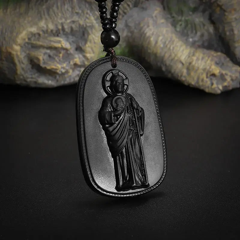 Imitation Jade Bodhisattva Pendant Necklace | Unisex Choker