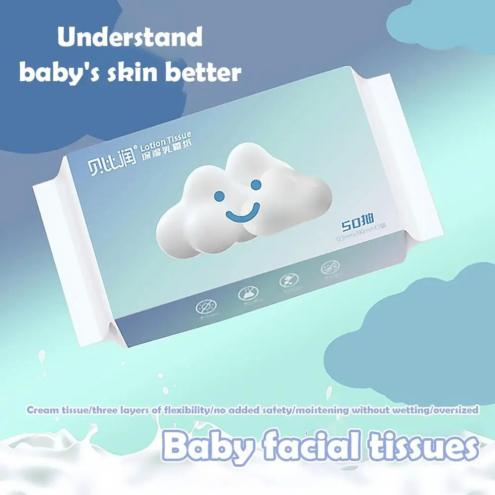Baby Cloud Soft Moisturizing Tissues – 50 Sheets | Gentle Wipes