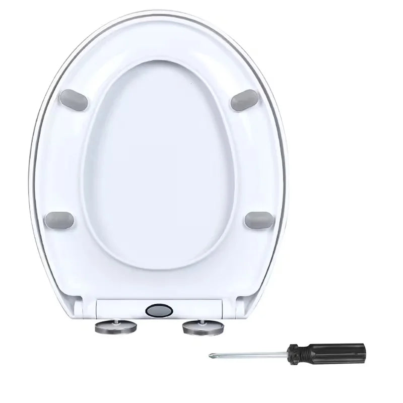 White Oval Slow-Close Toilet Seat – Heavy-Duty Universal Fit