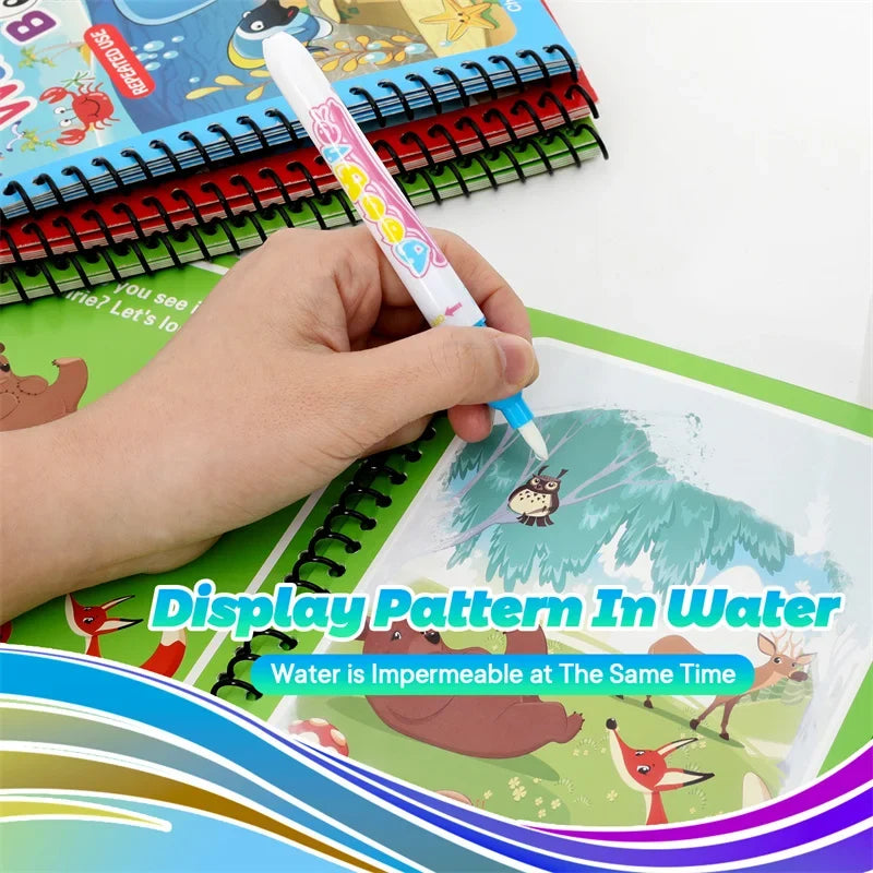 Water Drawing Books Educational Toy Kids Toddlers Reusable Graffiti