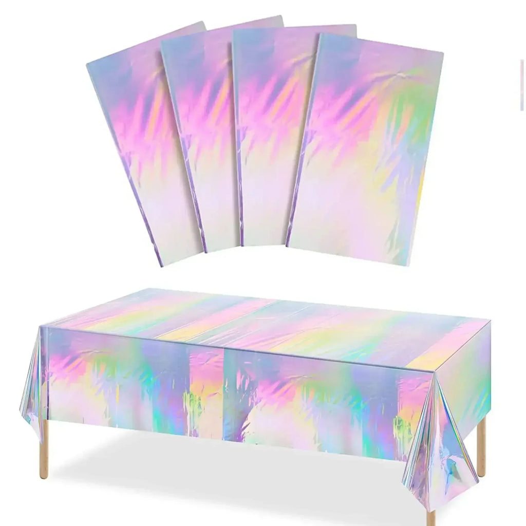 Iridescent Holographic Party Tablecloth 137x274cm | Waterproof