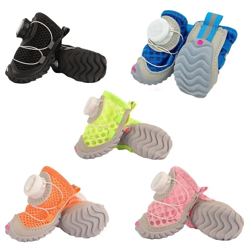 4-Pack Breathable Mesh Dog Shoes | Reflective Adjustable Boots