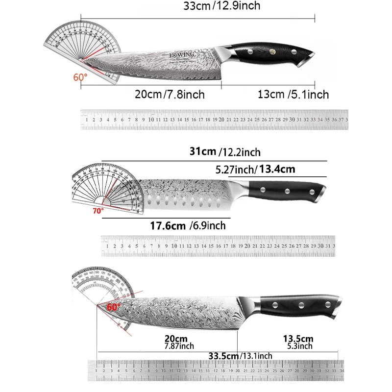 Damascus Chef's Knife – 20cm Sharp Carbon Steel Kitchen Knife
