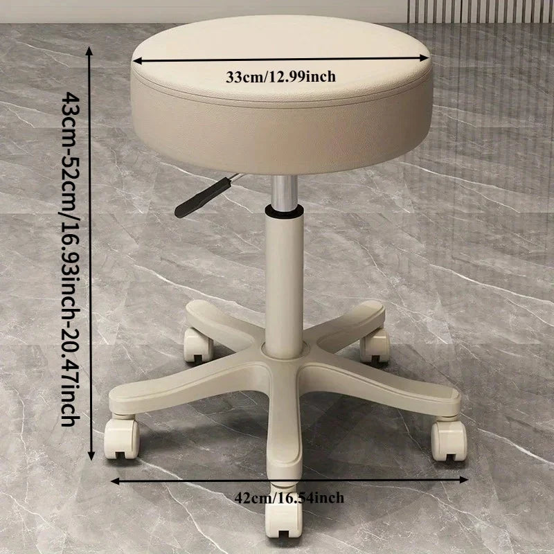 Lifting Rotating Salon Stool with Wheels | Barber & Manicure