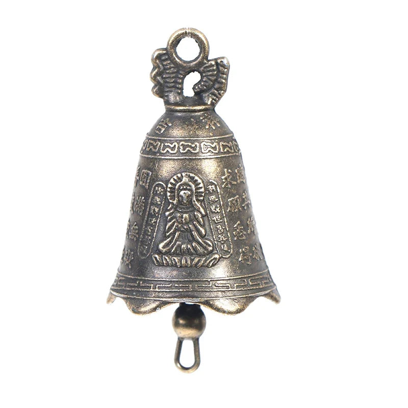 Mini Antique Brass Guanyin Bell Sculpture Set of 2