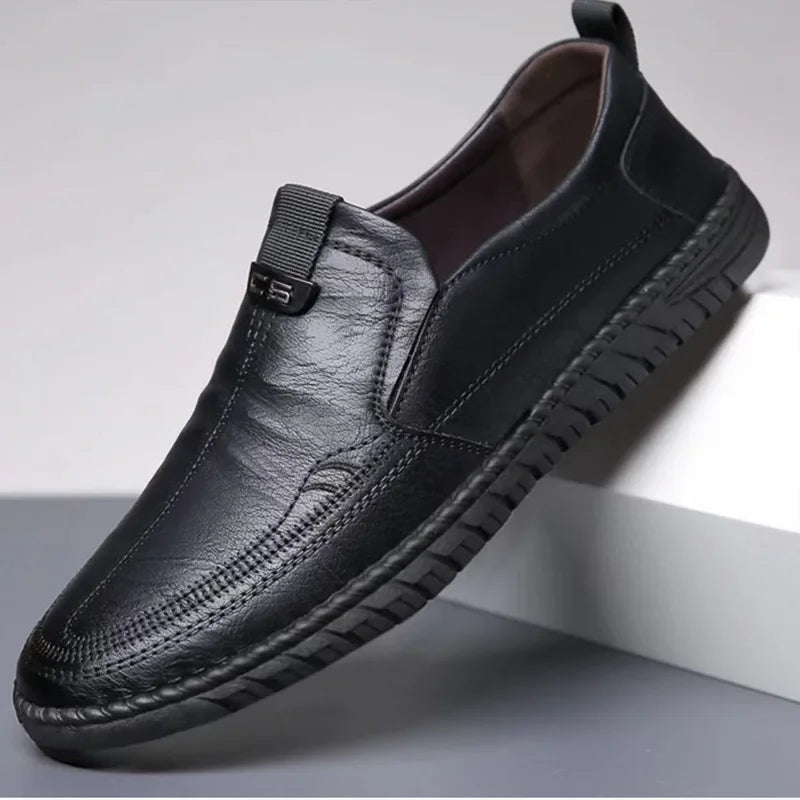 Men's Slip-On Leather Loafers – Lightweight Driving Shoes
