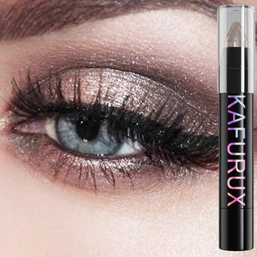 KAFURUX 24-Color Glitter Eyeshadow & Highlighter Pencil Waterproof