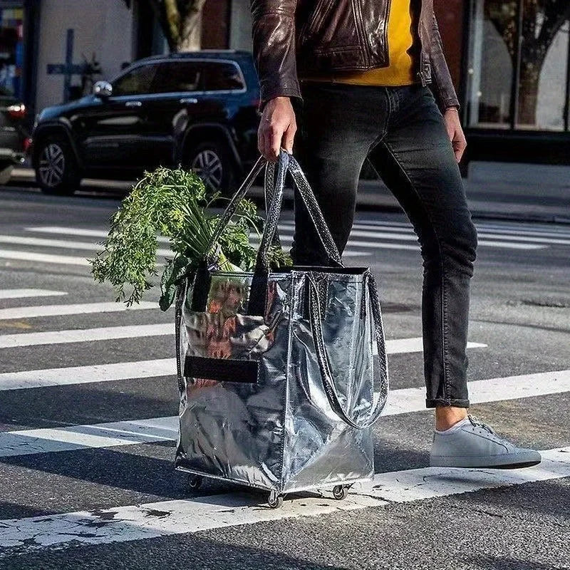 Folding Shopping Cart Bag with Wheels – Large 40x30x50cm