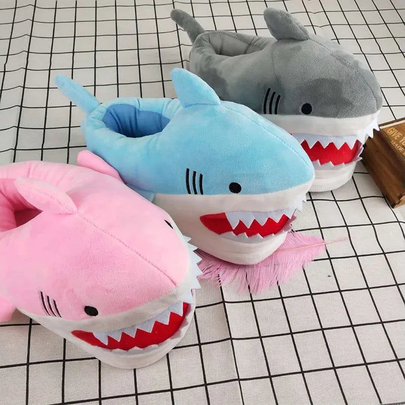 Shark Slippers for Women – Fluffy Faux Fur Indoor Slides