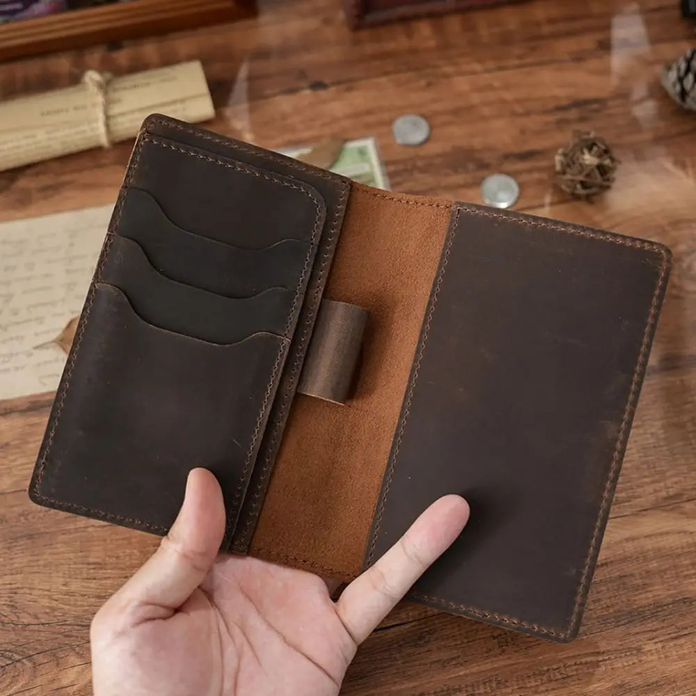 Crazy Horse Leather Journal Cover – Pen Slot & Card Holder