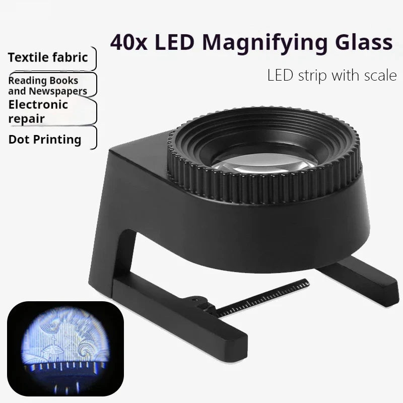 Illuminated Magnifying Loupe – LED UV Light, Scale & Stand