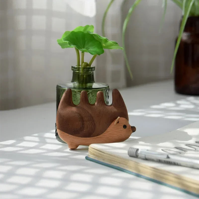 Cartoon Hedgehog Black Walnut Wood Scalp Massage Comb
