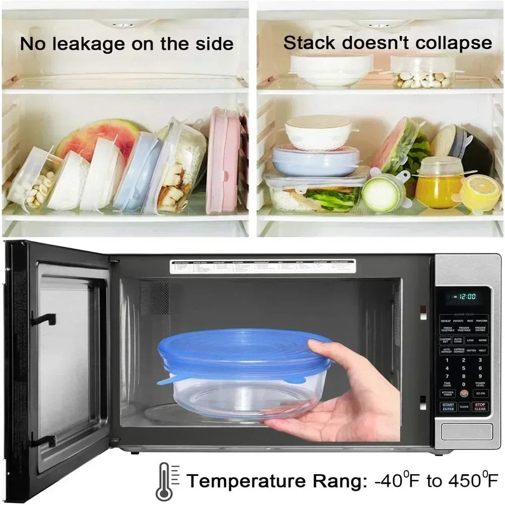 Silicone Food Cover Lids Set – Elastic Reusable Bowl & Jar Caps