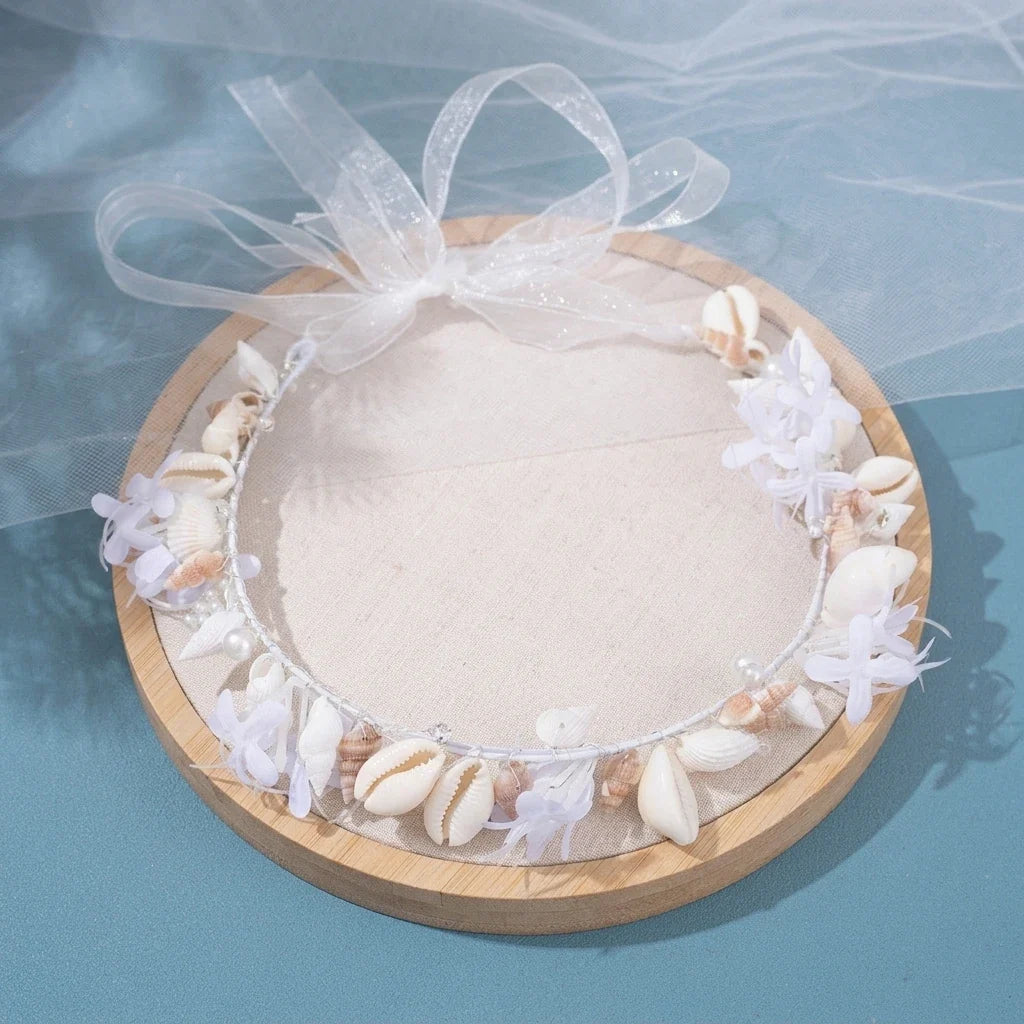 Handmade Shell Flower Hairband | Bridal Seashell Headpiece