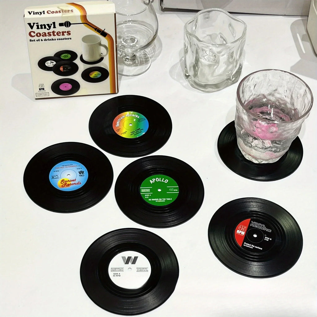 Vinyl Record Coasters Absorbent Retro Home Decor Coffee Cup Placement