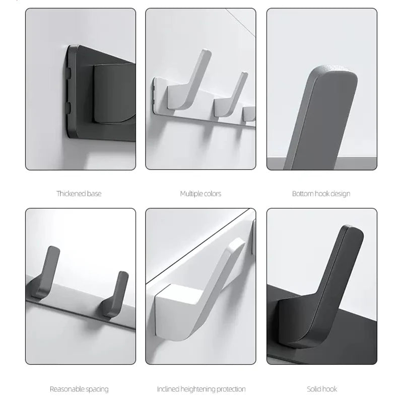 YUNJIEYA 6-Hook Aluminum Wall Rack | Kitchen & Bathroom Hooks