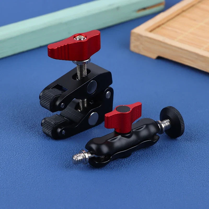 Double Ball Head Magic Arm Clamp 1/4" 3/8" Aluminum Alloy