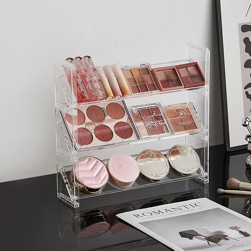 3-Layer Acrylic Cosmetics Display Rack & Desktop Organizer