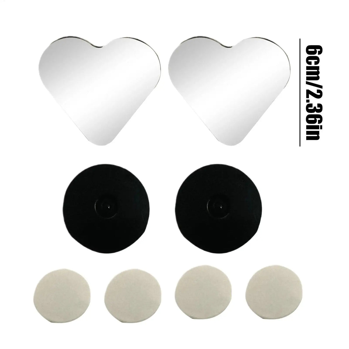 Blind Spot Mirrors 2 Heart Shaped Rearview Convex Mirror Removable