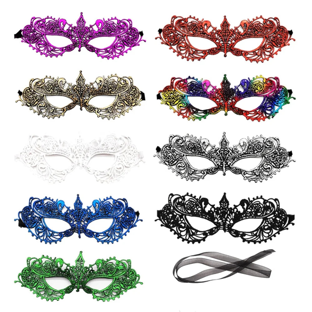 Women Sexy Hollow Lace Masquerad Face Mask Ribbon Princess Party