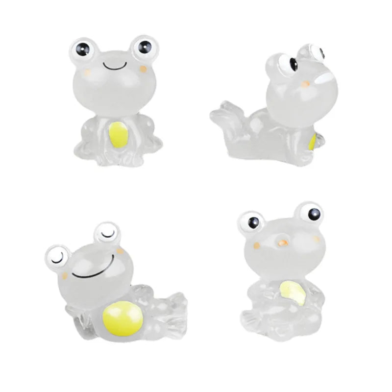 Mini Fluorescent Little Frog Ornament Miniature Figures Tiny Resin